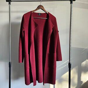 J.Crew Cotton Merino Wool Blend Open Front Cardigan Burgundy - XS